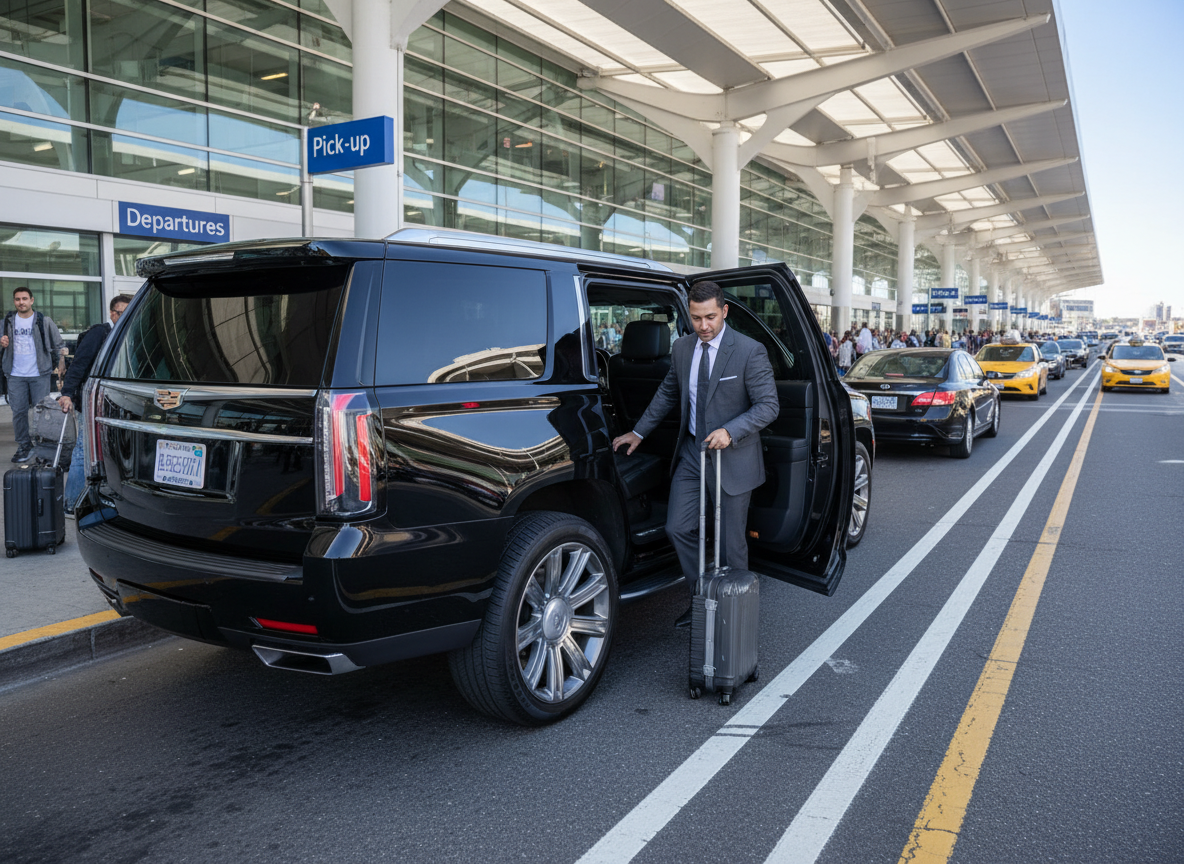 Chauffeur opening SUV door