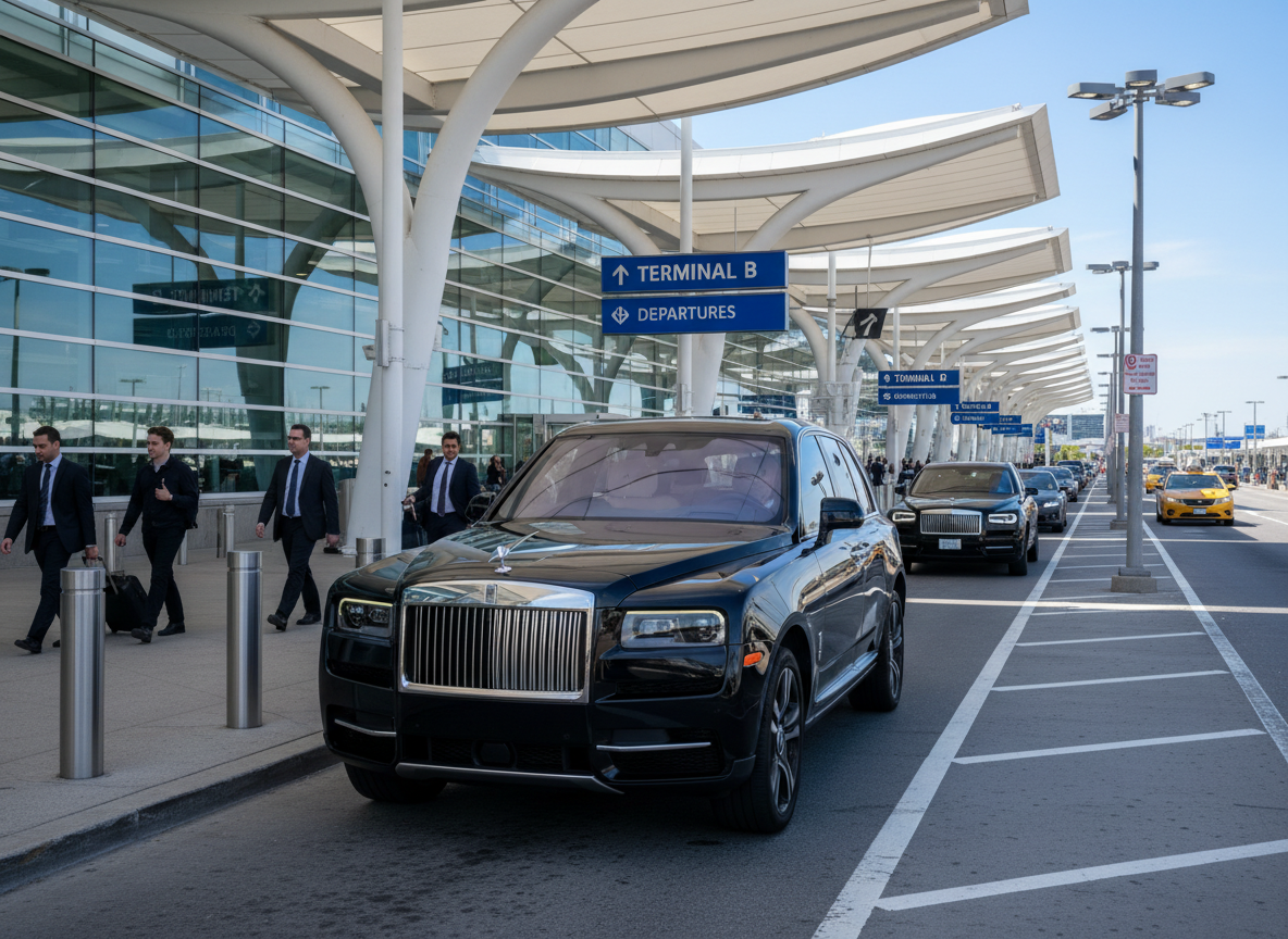 Luxury black SUV at JFK Terminal